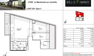 Appartement 3 Pièces 70 m² à vendre à La Membrolle-sur-Choisille (37390)