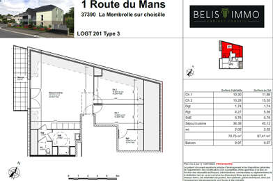 Appartement 3 pièces 267500 €