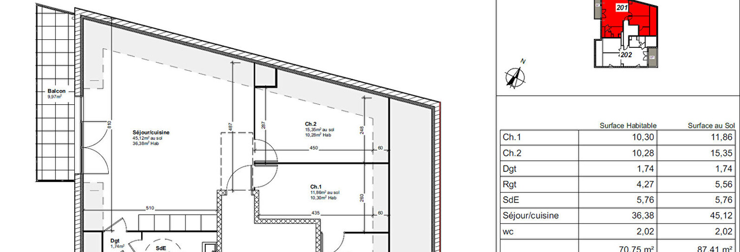Appartement 3 Pièces 70 m² à vendre à La Membrolle-sur-Choisille (37390)