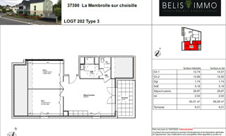 Appartement 3 Pièces 65 m² à vendre à La Membrolle-sur-Choisille (37390)