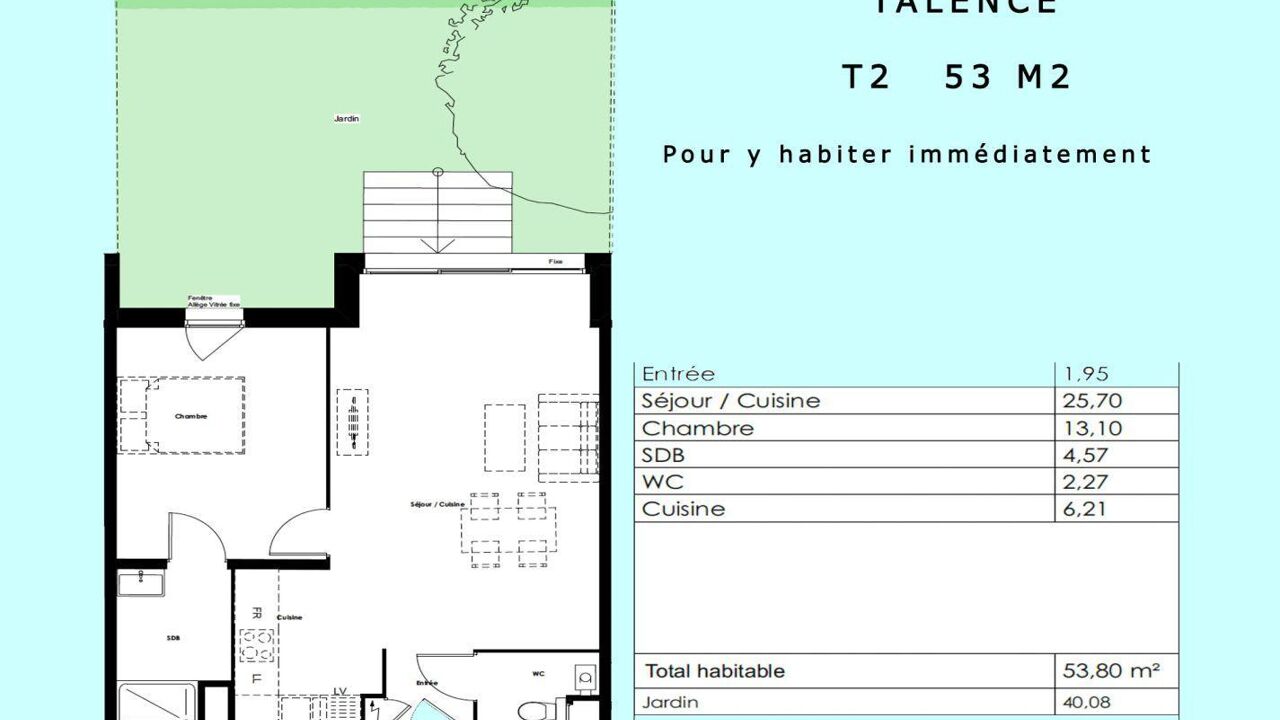 appartement 2 pièces 54 m2 à vendre à Talence (33400)