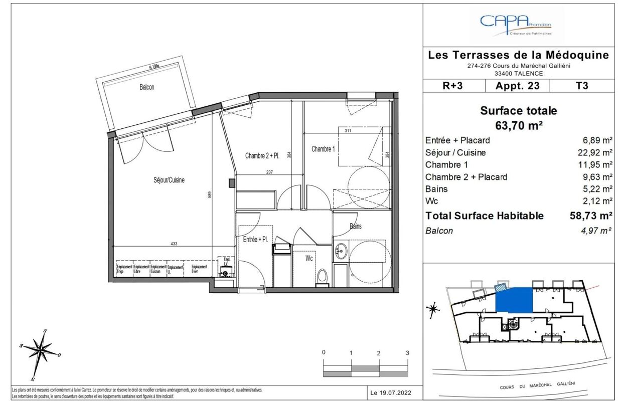 appartement 3 pièces 59 m2 à vendre à Talence (33400)