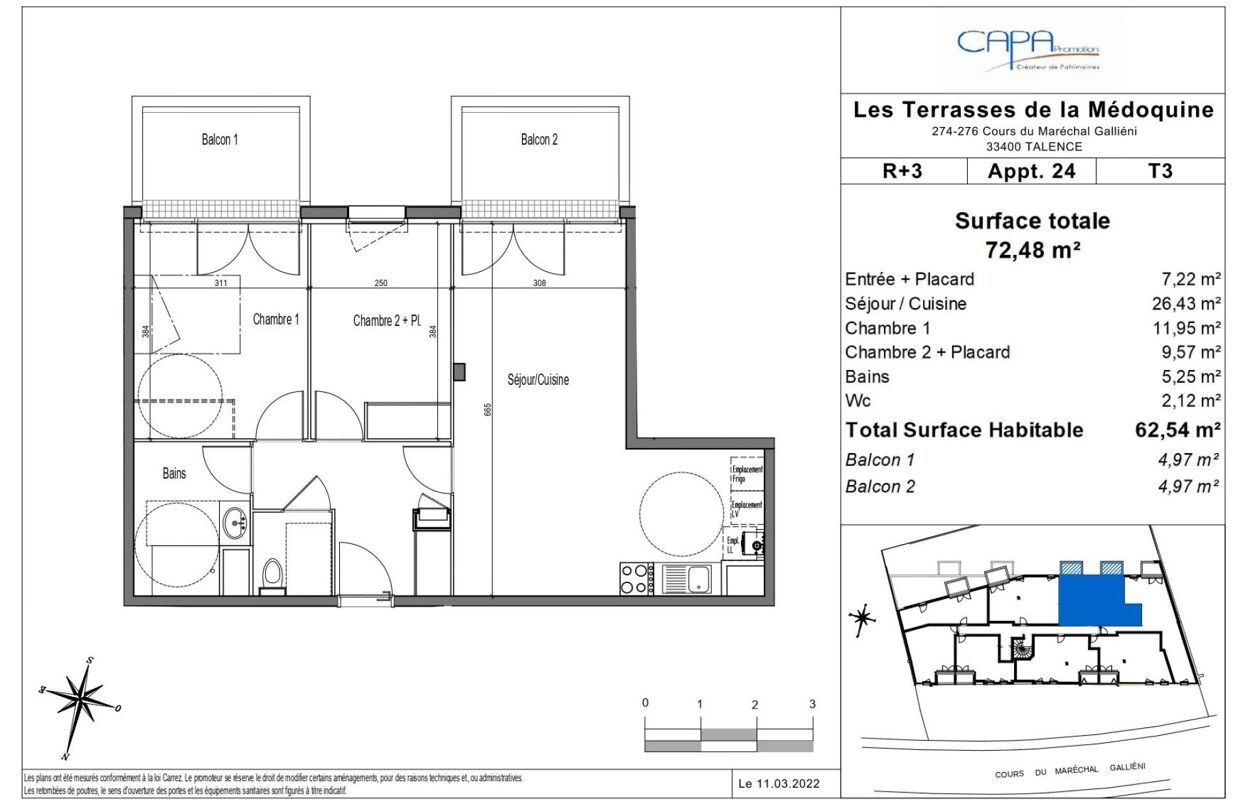 appartement 3 pièces 62 m2 à vendre à Talence (33400)