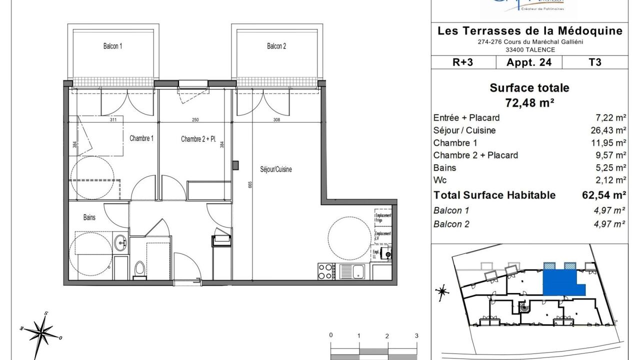 appartement 3 pièces 62 m2 à vendre à Talence (33400)