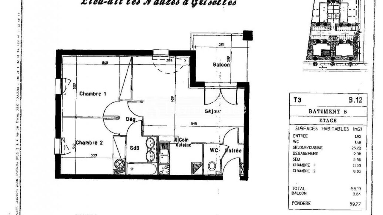 appartement 3 pièces 56 m2 à louer à Grisolles (82170)