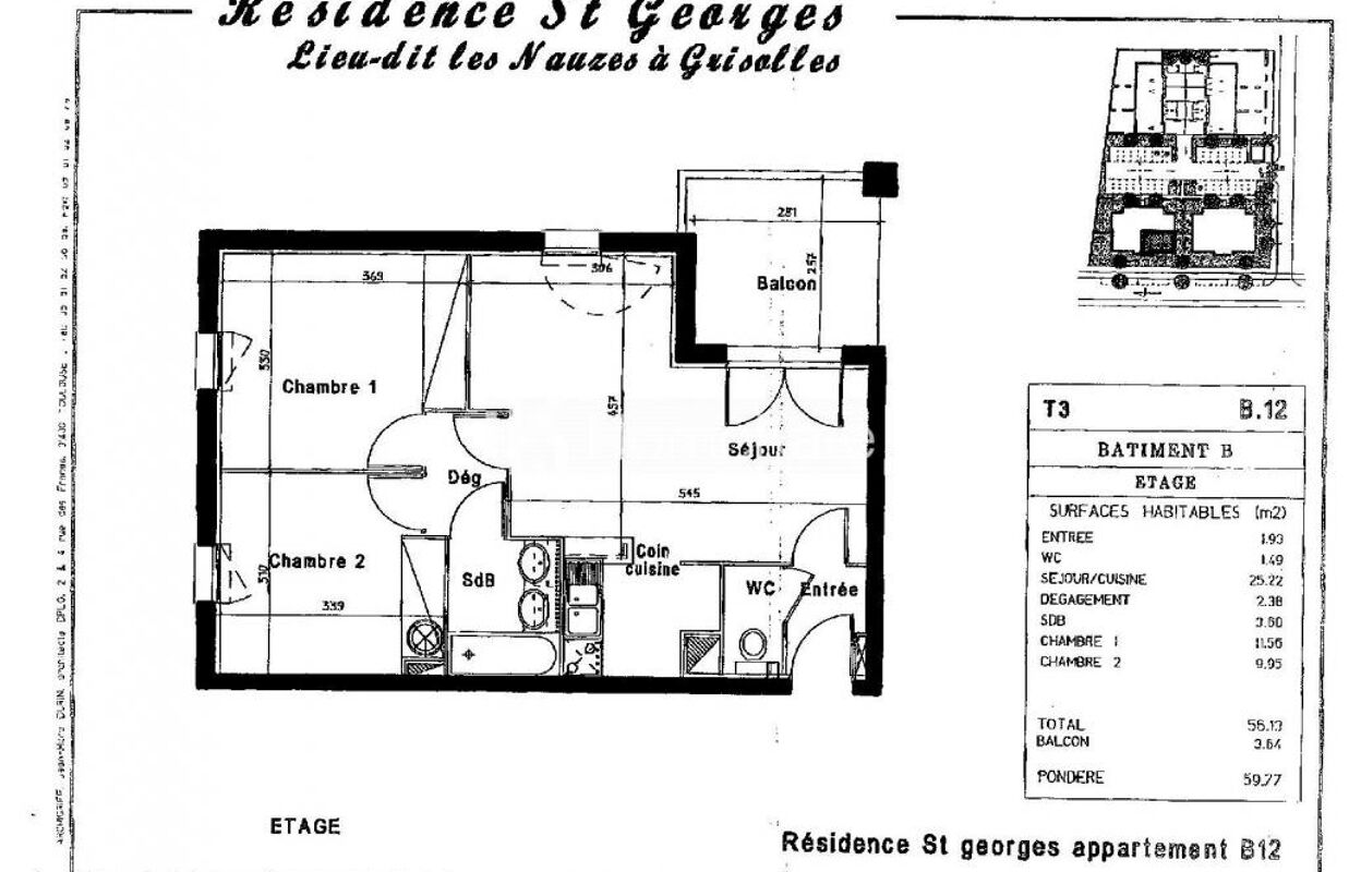 appartement 3 pièces 56 m2 à louer à Grisolles (82170)