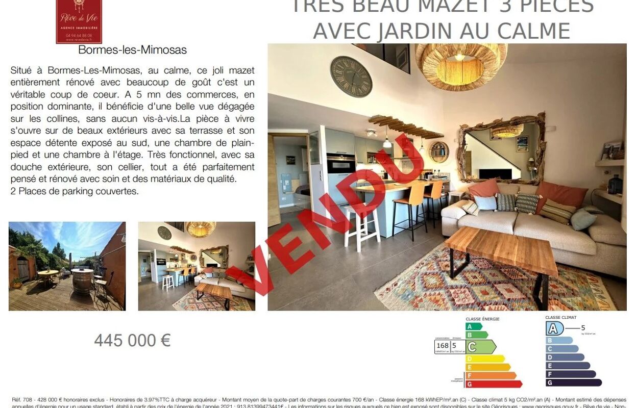 maison 3 pièces 54 m2 à vendre à Bormes-les-Mimosas (83230)