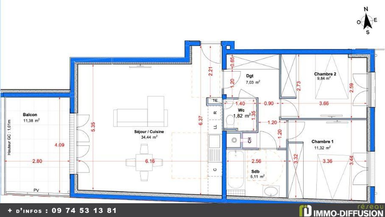 appartement 3 pièces 69 m2 à vendre à Le Perreux-sur-Marne (94170)