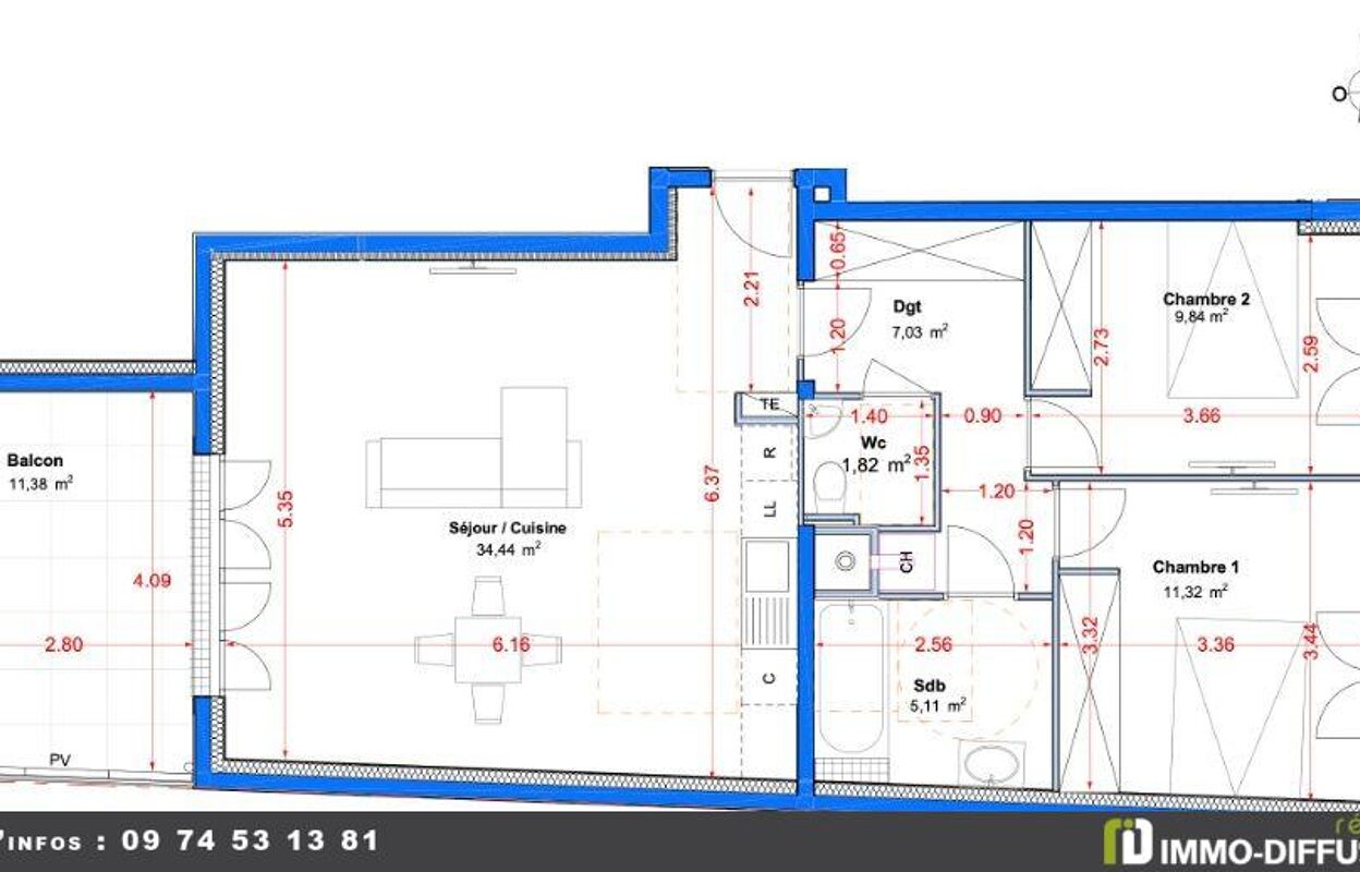 appartement 3 pièces 69 m2 à vendre à Le Perreux-sur-Marne (94170)