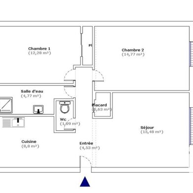 Appartement 3 pièces 62 m²