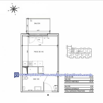 Appartement 1 pièce 26 m²