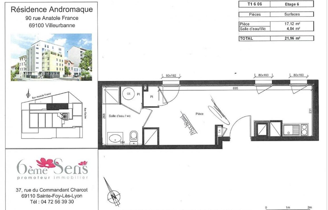 appartement 1 pièces 21 m2 à vendre à Villeurbanne (69100)