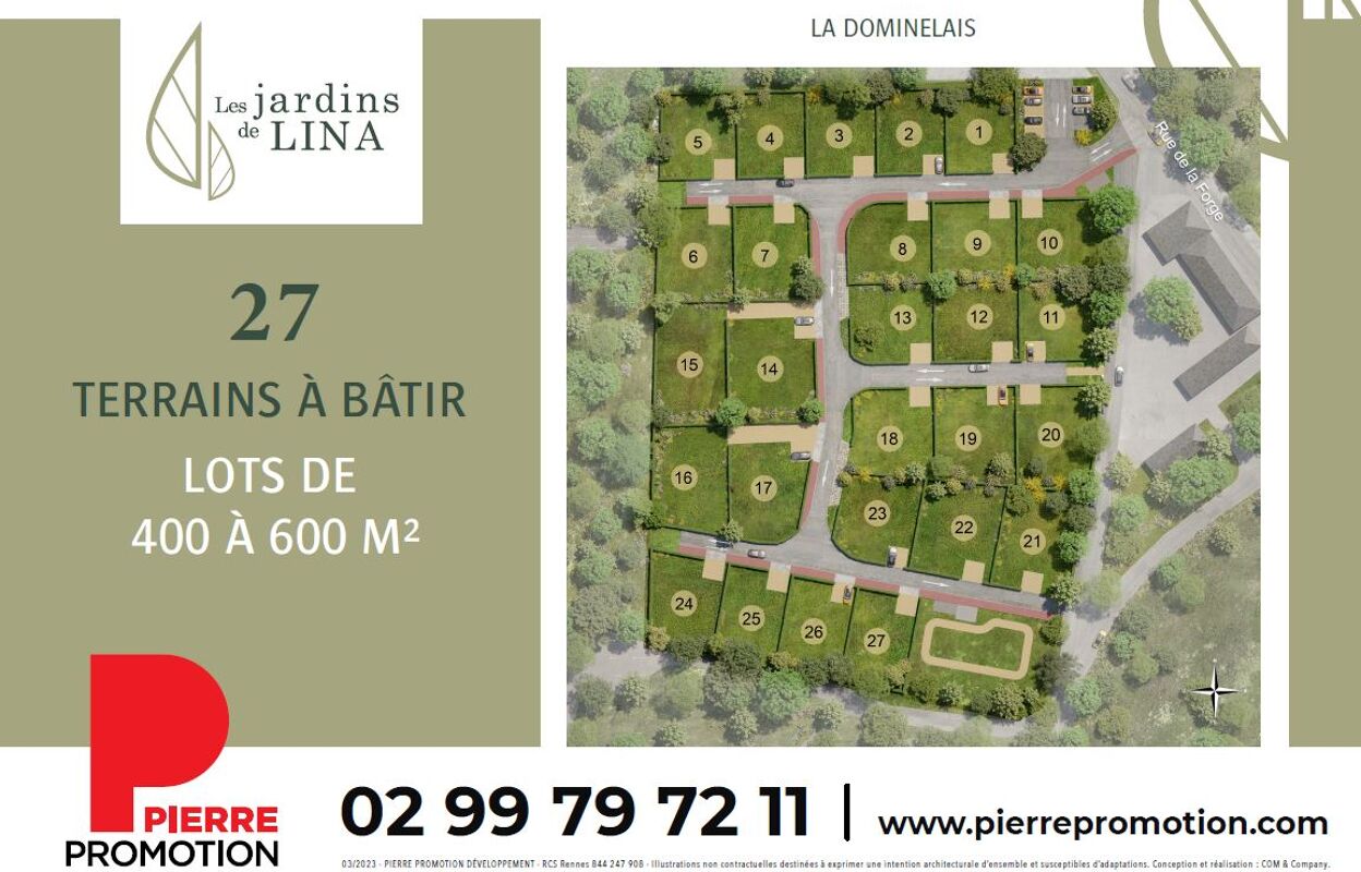 terrain  pièces 499 m2 à vendre à La Dominelais (35390)