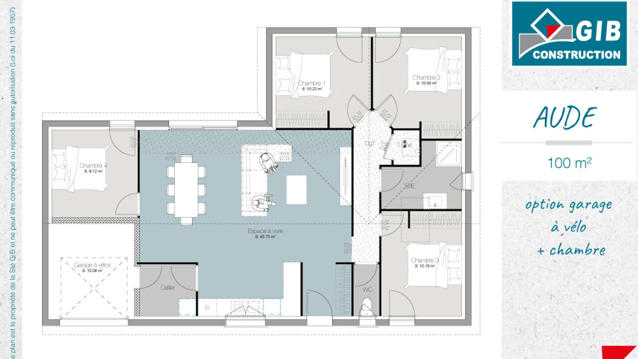 maison 100 m2 à construire à Mios (33380)