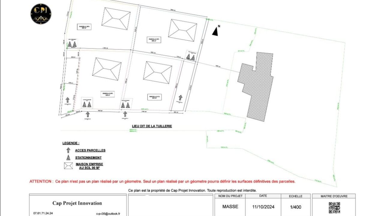 terrain  pièces 520 m2 à vendre à Parcé (35210)