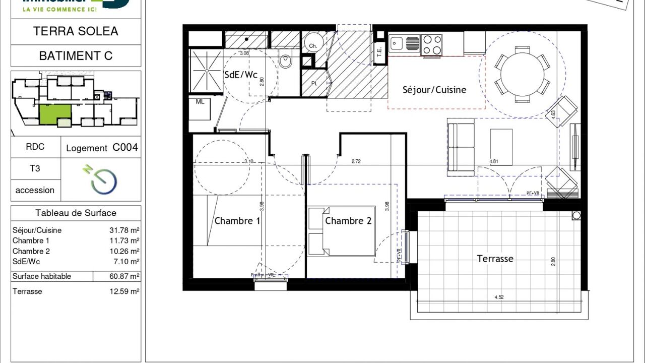 appartement 3 pièces 60 m2 à vendre à Marseillan (34340)