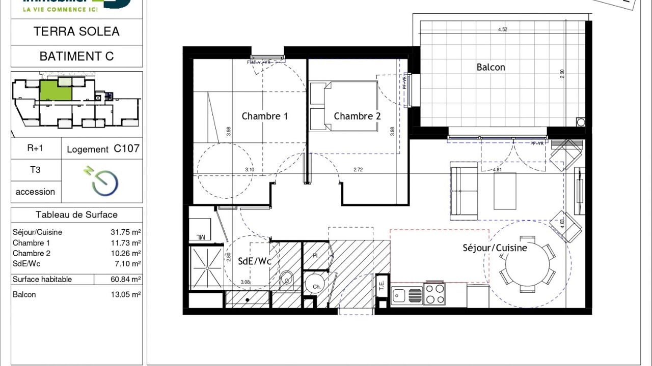 appartement 3 pièces 60 m2 à vendre à Marseillan (34340)