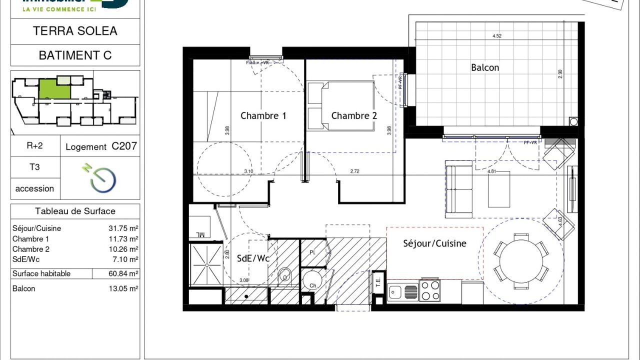 appartement 3 pièces 60 m2 à vendre à Marseillan (34340)