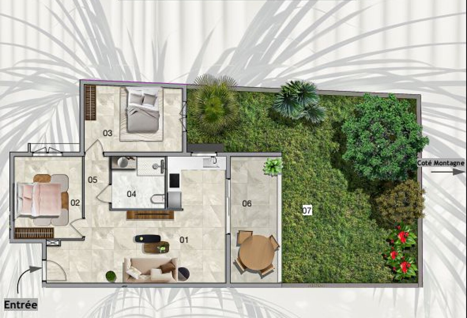Appartement Etang salé T3 AVEC JARDIN — photo 1