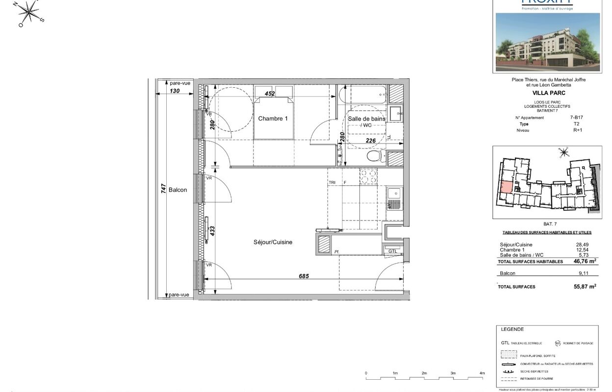 appartement 2 pièces 46 m2 à louer à Loos (59120)