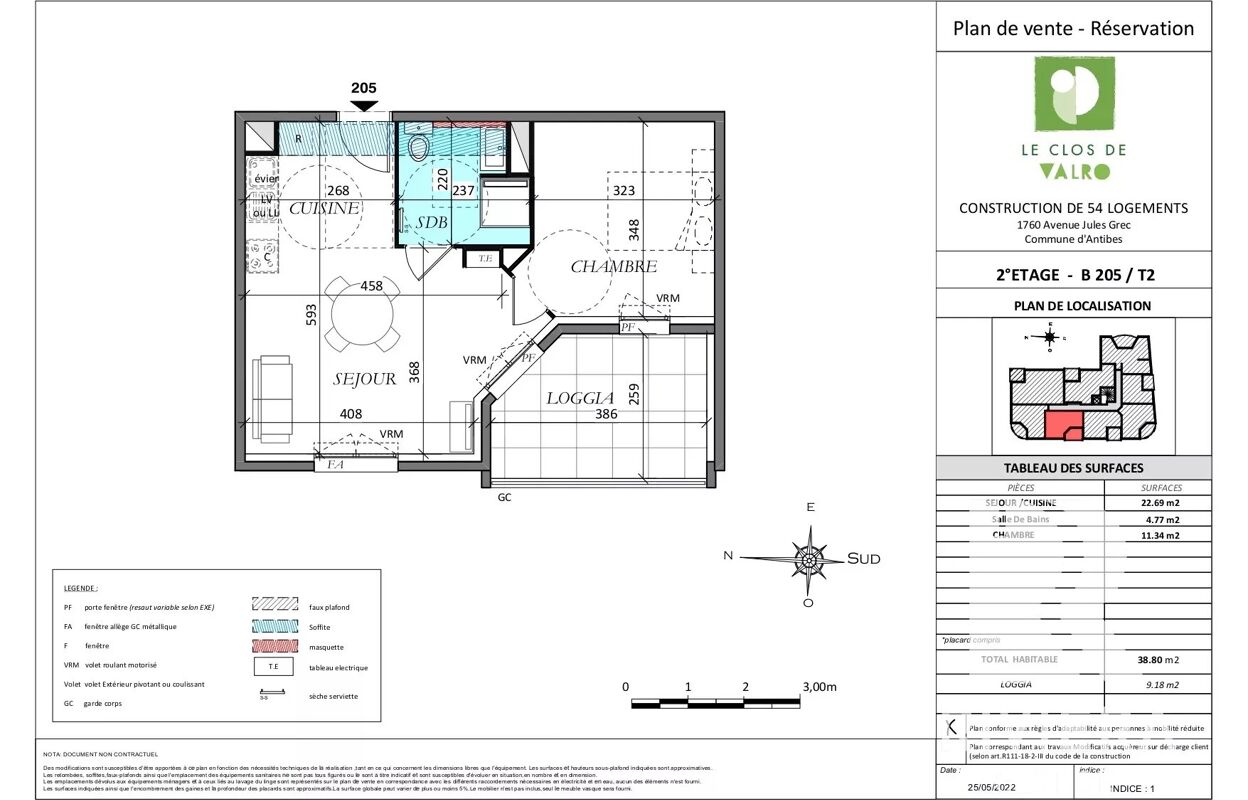 appartement 2 pièces 38 m2 à louer à Antibes (06600)