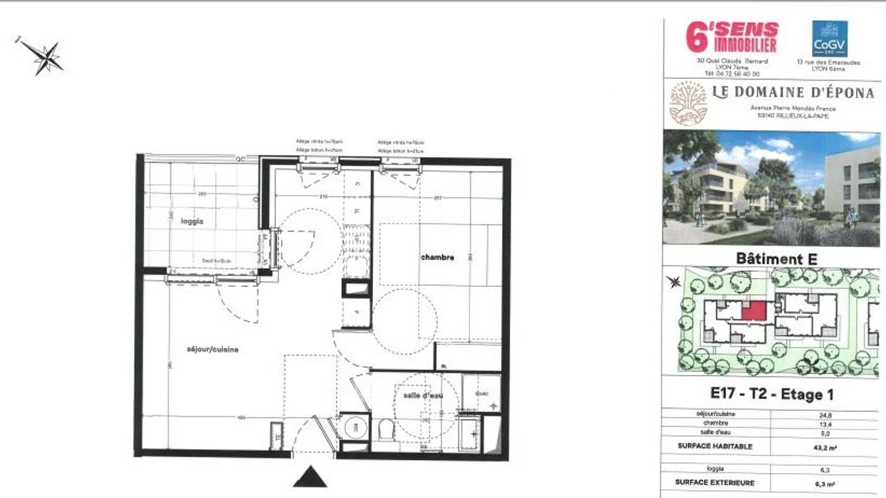 appartement 2 pièces 43 m2 à louer à Rillieux-la-Pape (69140)