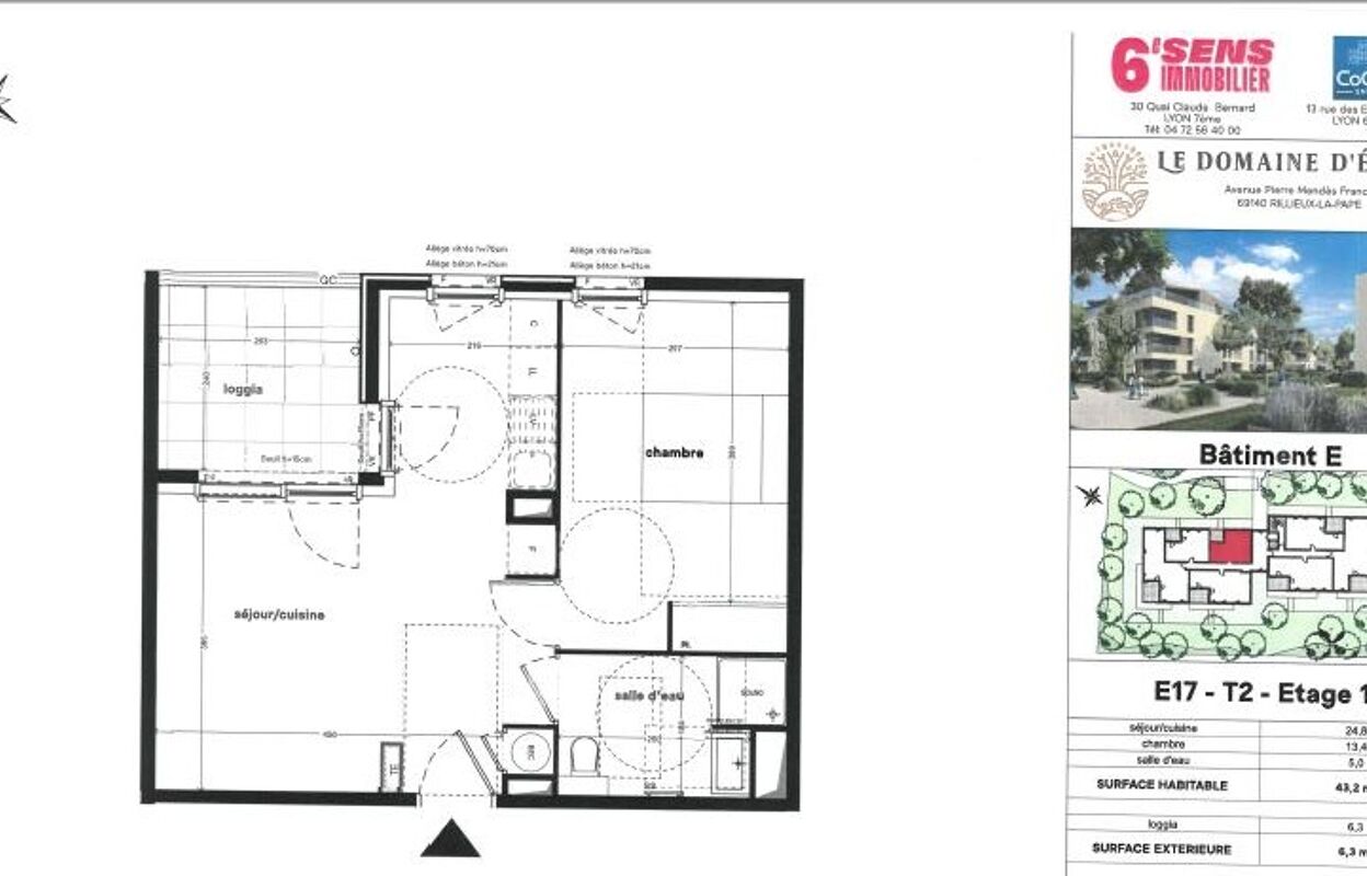 appartement 2 pièces 43 m2 à louer à Rillieux-la-Pape (69140)