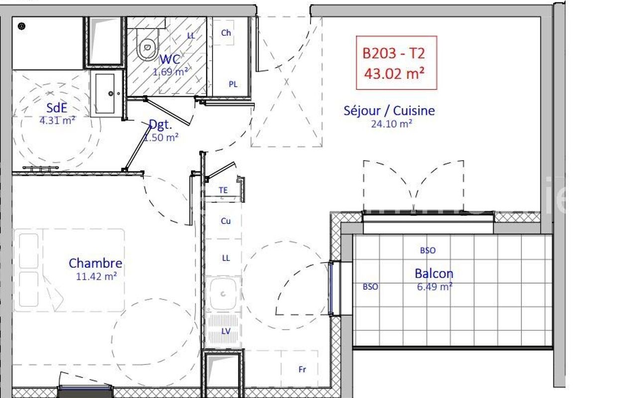 appartement 2 pièces 43 m2 à vendre à Chessy (69380)