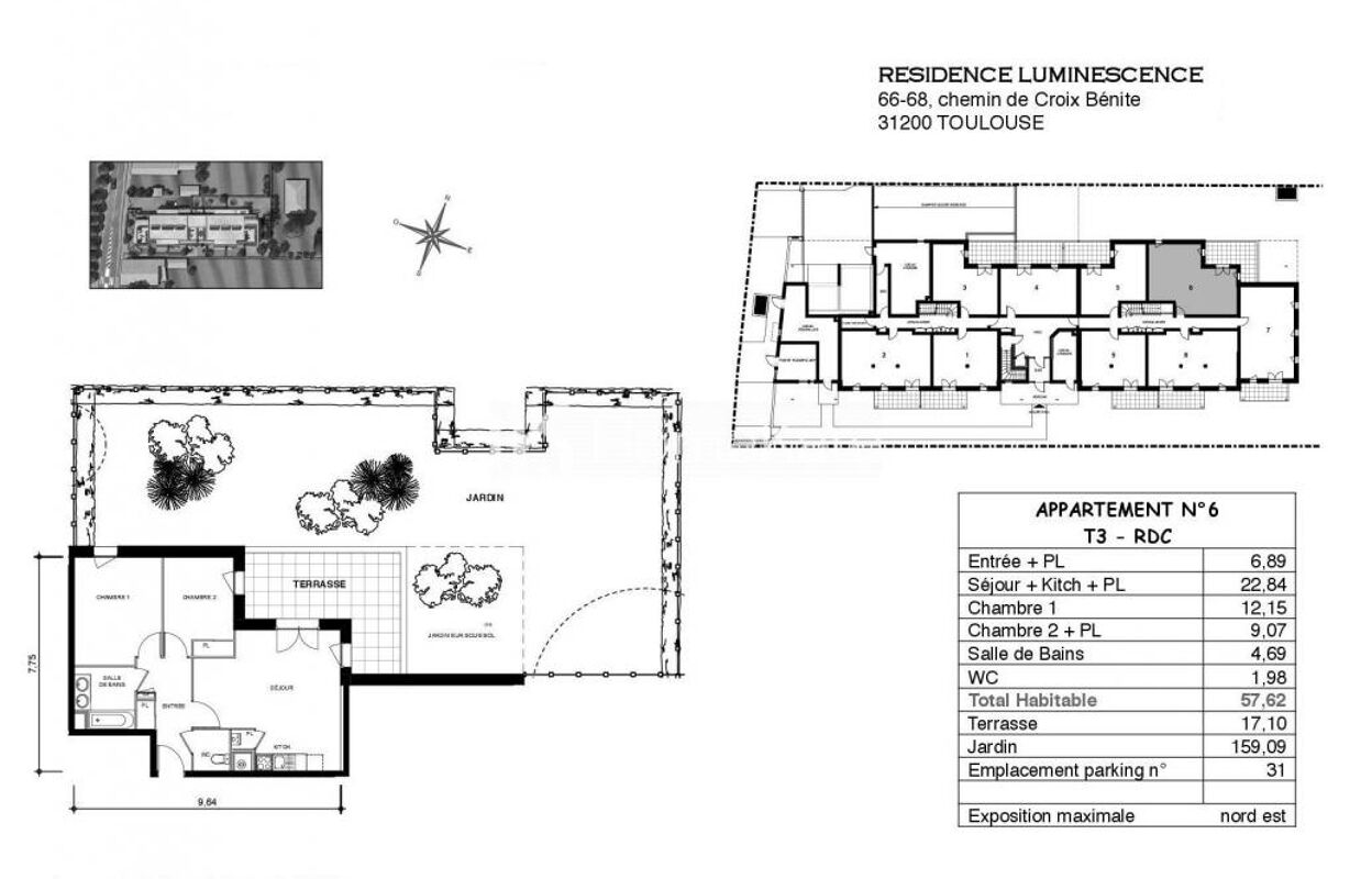 appartement 3 pièces 58 m2 à louer à Toulouse (31200)