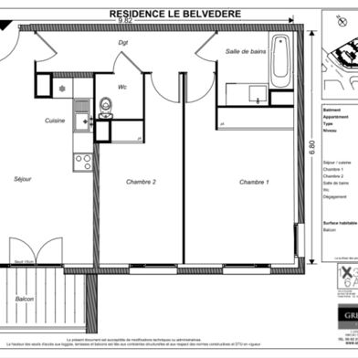 Appartement 3 pièces 63 m²