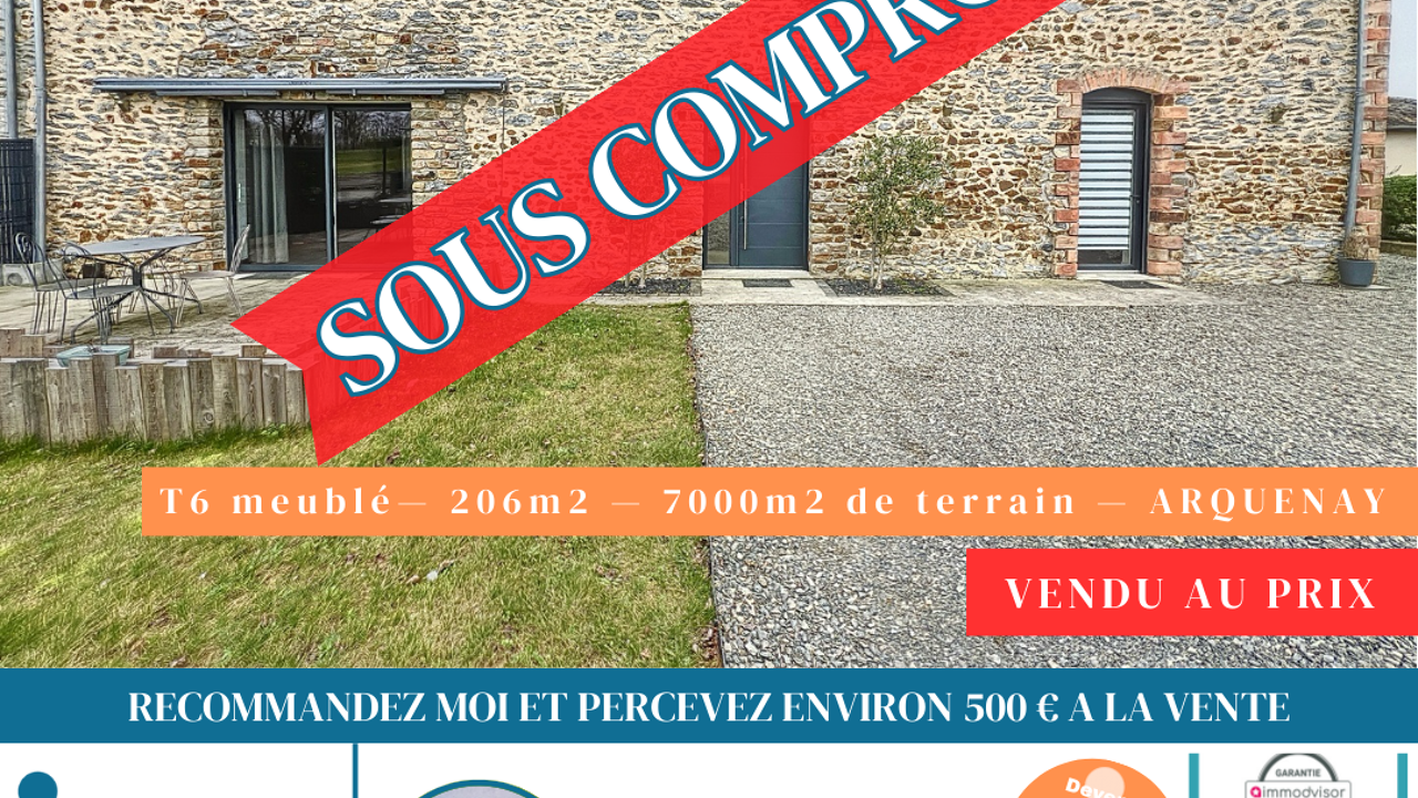 maison 6 pièces 206 m2 à vendre à Arquenay (53170)