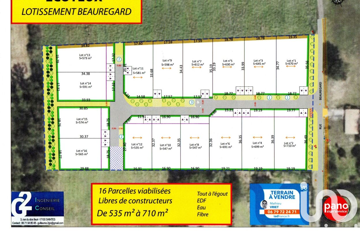 terrain  pièces 710 m2 à vendre à Écoyeux (17770)