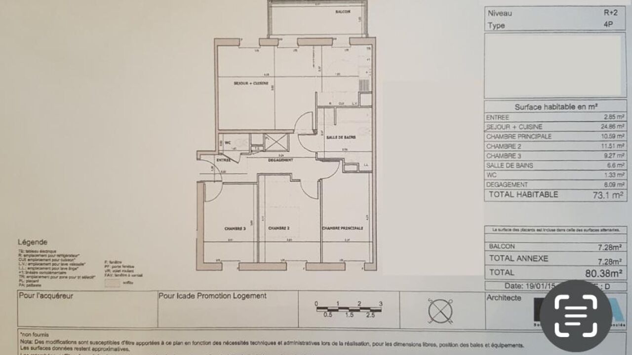 appartement 4 pièces 73 m2 à louer à Cergy (95000)