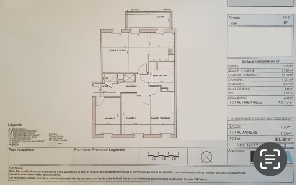 appartement 4 pièces 73 m2 à louer à Cergy (95000)