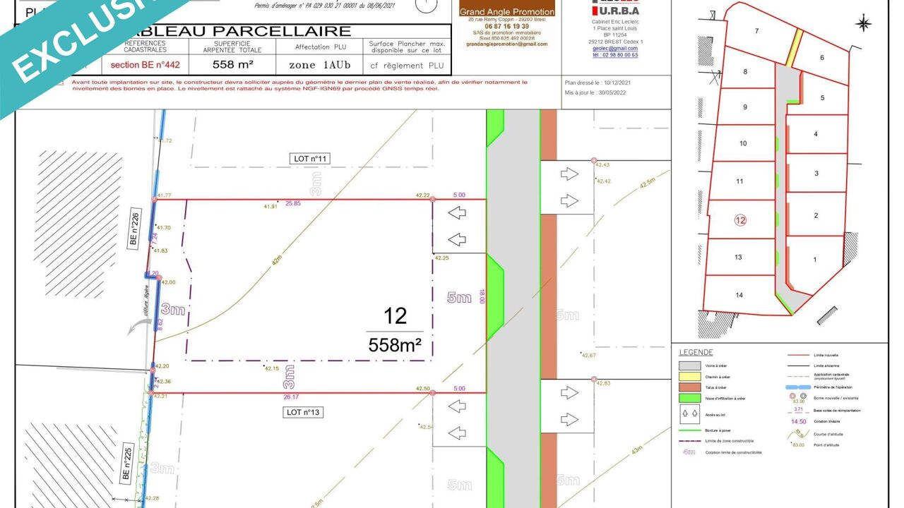 terrain  pièces 558 m2 à vendre à Cléder (29233)