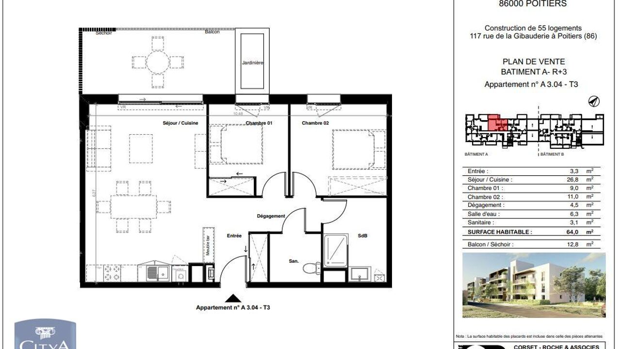 appartement 3 pièces 64 m2 à louer à Poitiers (86000)