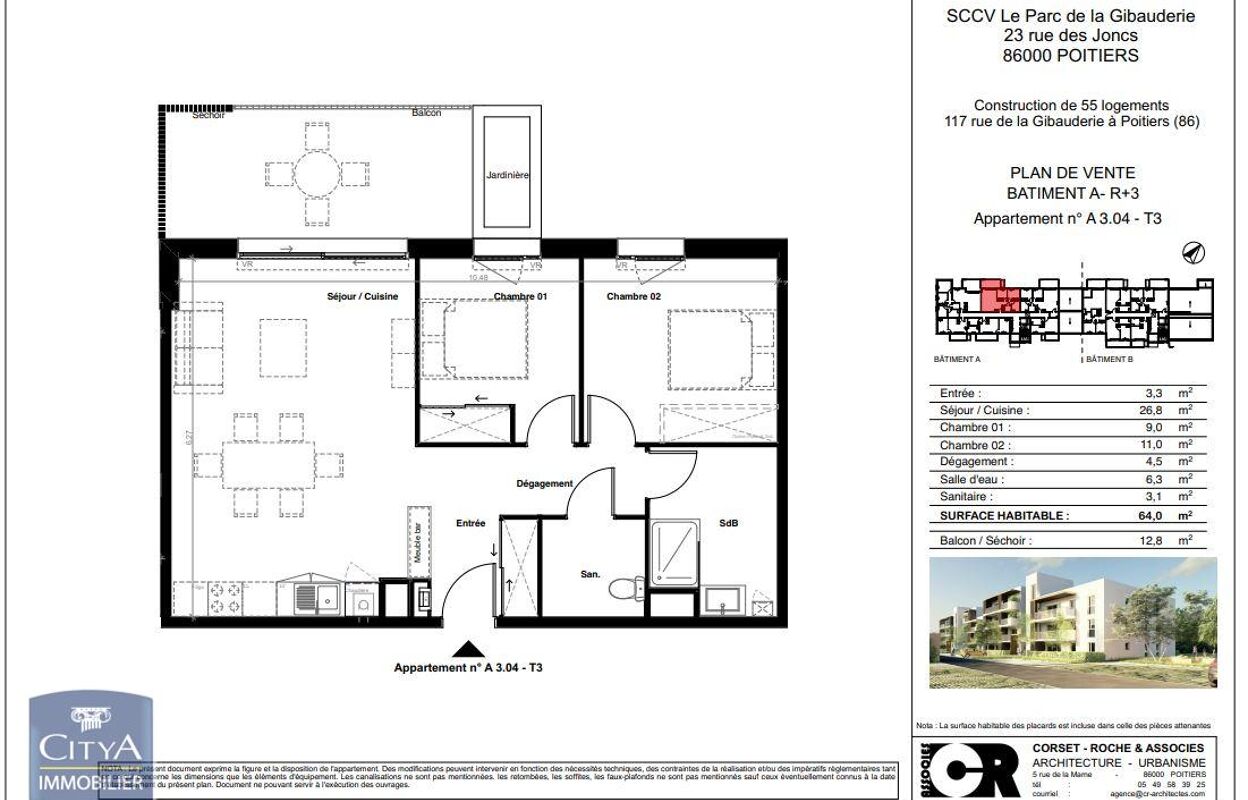 appartement 3 pièces 64 m2 à louer à Poitiers (86000)