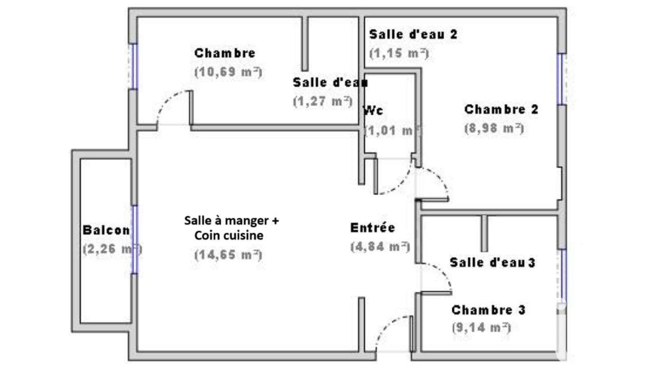 appartement 3 pièces 52 m2 à vendre à Vénissieux (69200)