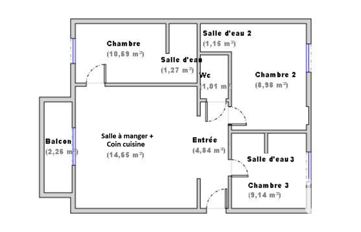 appartement 3 pièces 52 m2 à vendre à Vénissieux (69200)