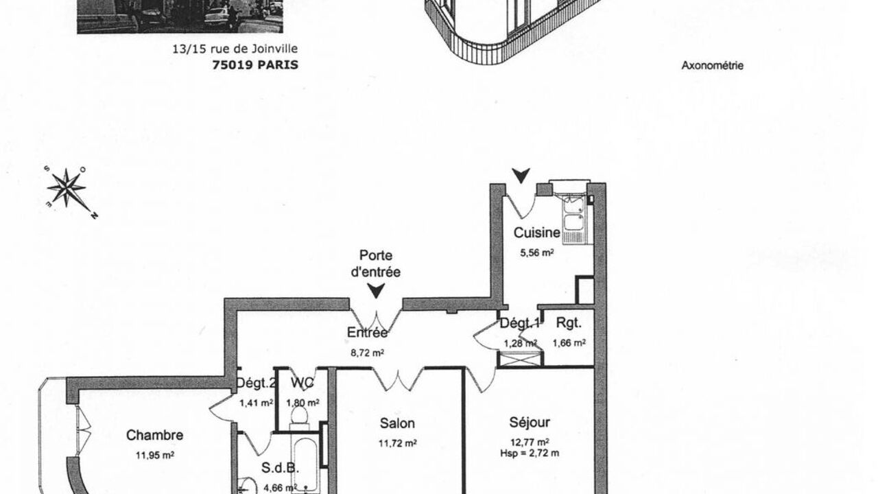 appartement 3 pièces 62 m2 à louer à Paris 19 (75019)