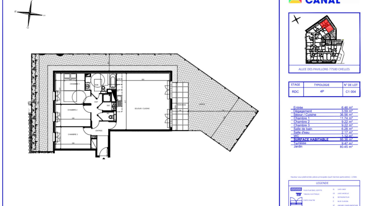 appartement 4 pièces 86 m2 à vendre à Chelles (77500)