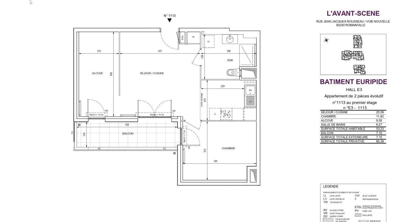 appartement 3 pièces 52 m2 à louer à Romainville (93230)