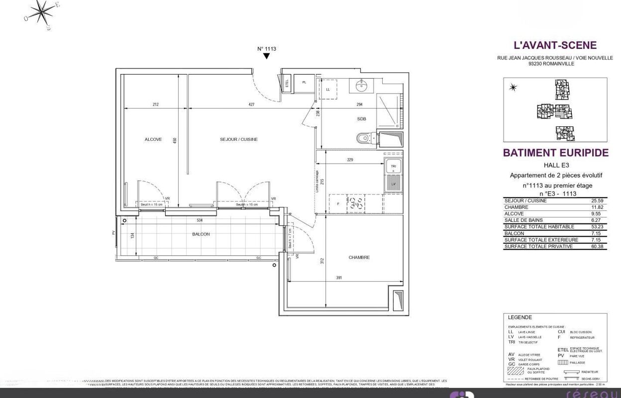 appartement 3 pièces 52 m2 à louer à Romainville (93230)