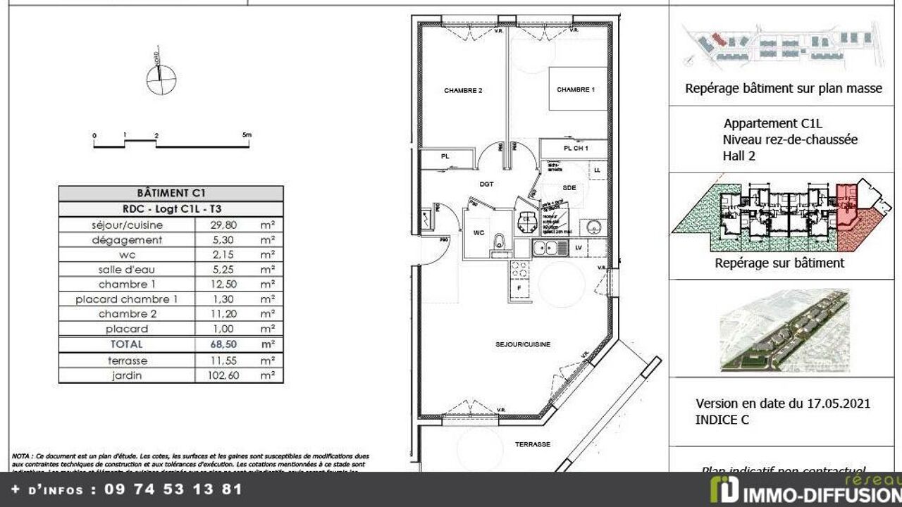 appartement 3 pièces 69 m2 à vendre à Fagnières (51510)