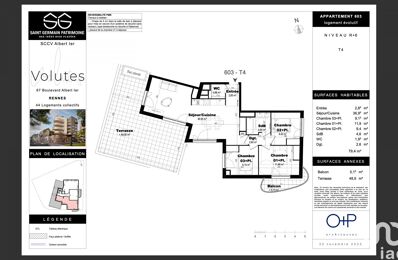 vente appartement 428 000 € à proximité de Acigné (35690)