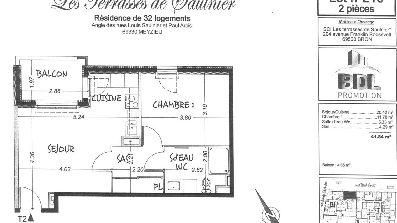 appartement 2 pièces 41 m2 à louer à Meyzieu (69330)