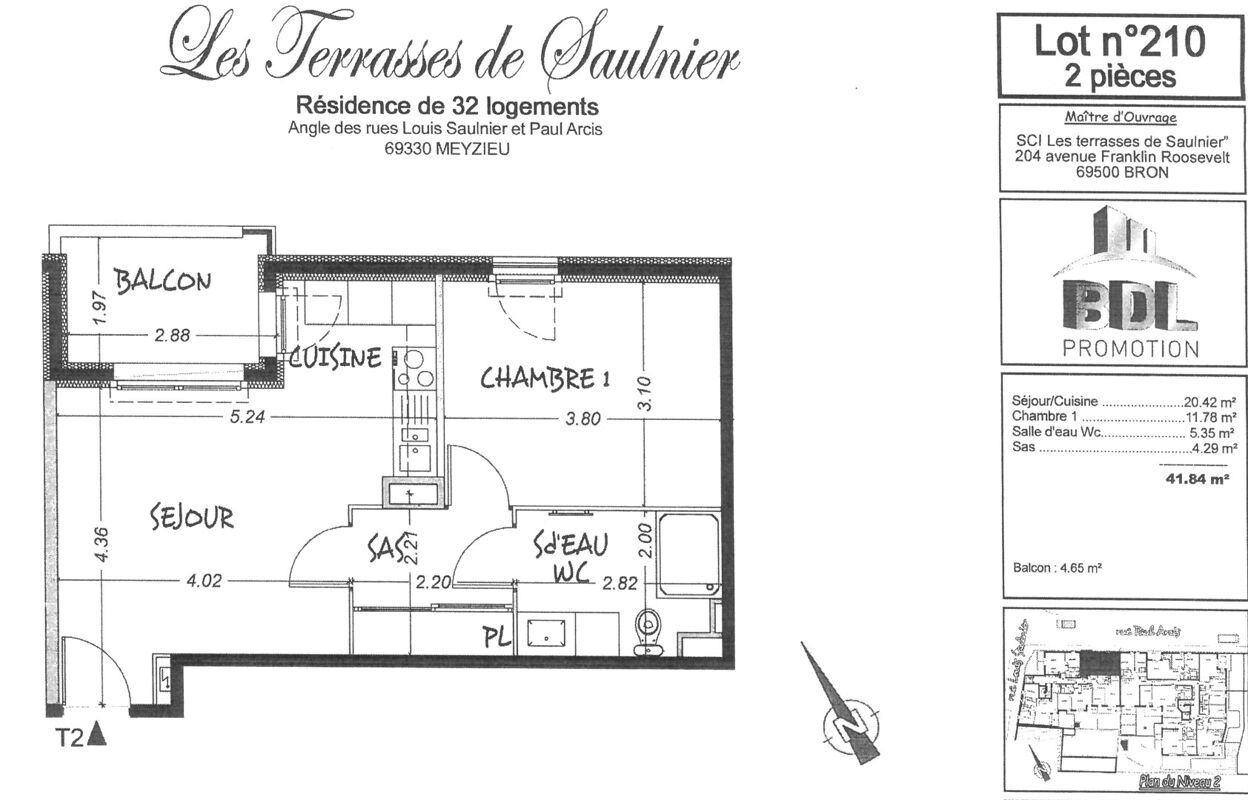 appartement 2 pièces 41 m2 à louer à Meyzieu (69330)