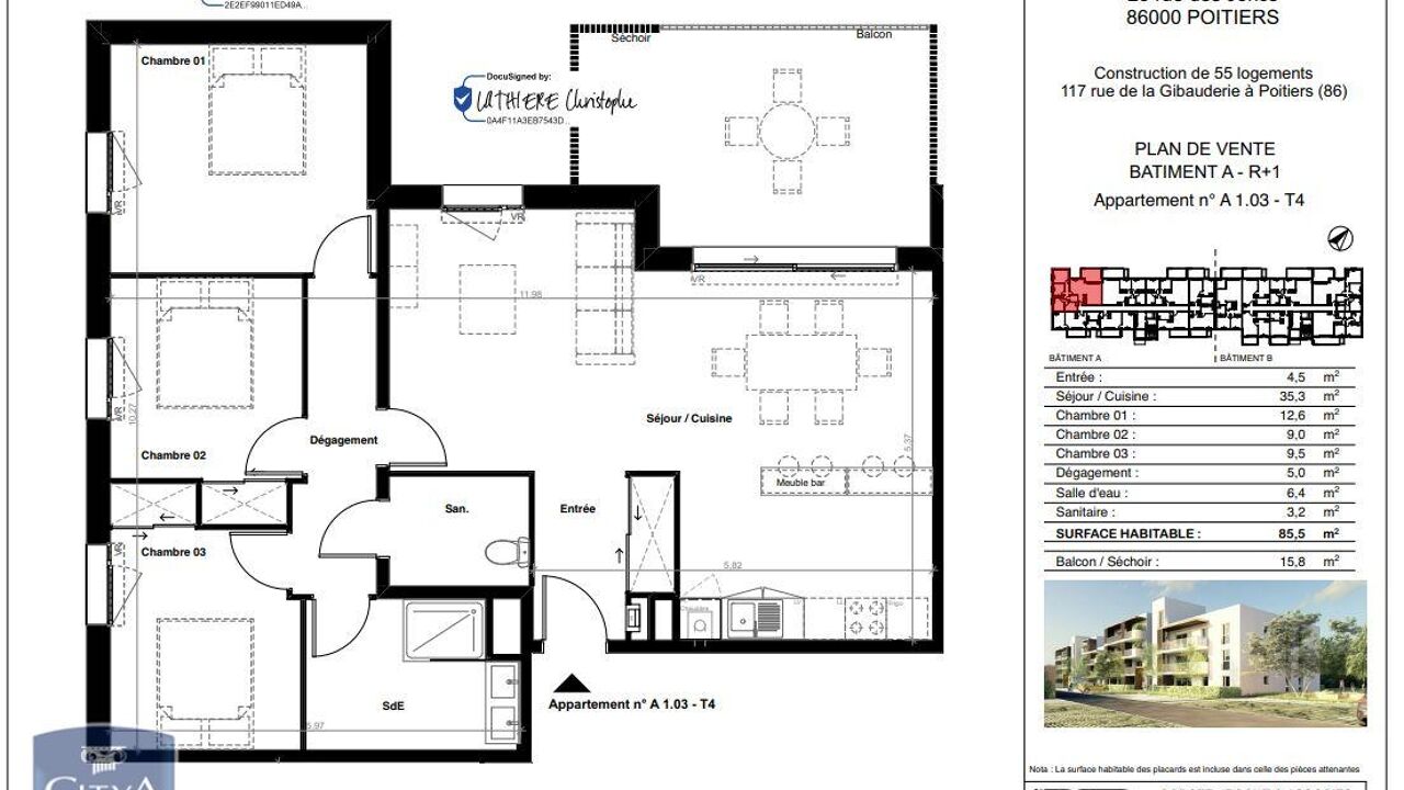 appartement 4 pièces 85 m2 à louer à Poitiers (86000)