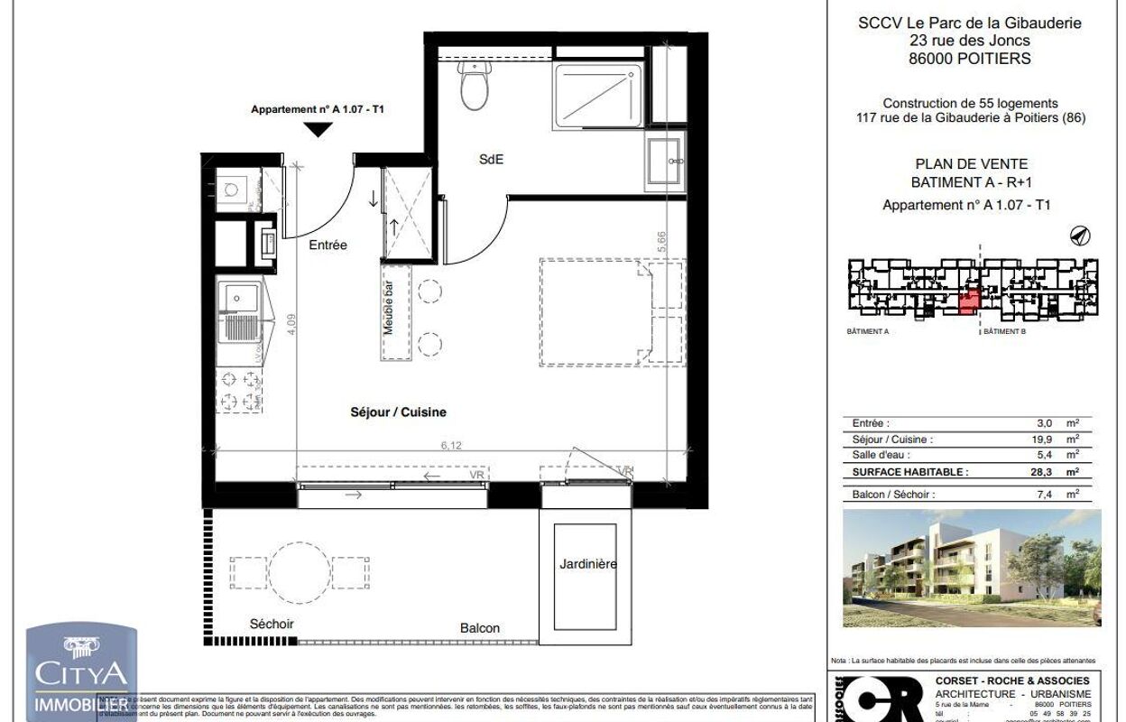 appartement 1 pièces 28 m2 à louer à Poitiers (86000)