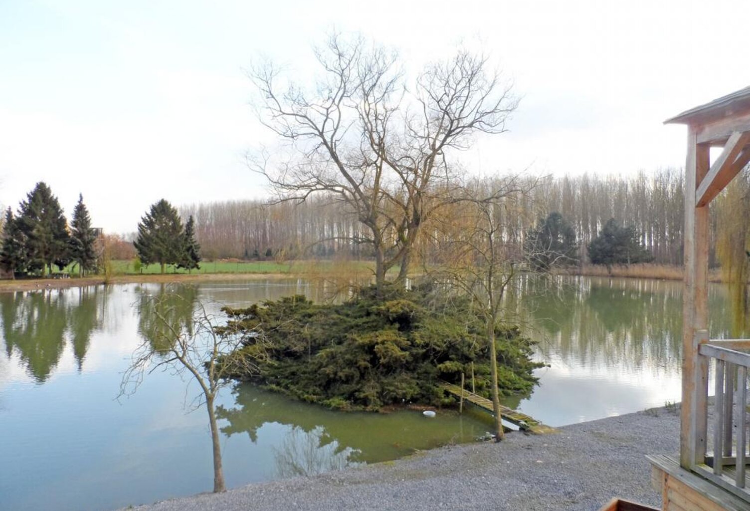 Etang avec hutte de chasse, et chalet d'habitation en plain- — photo 1